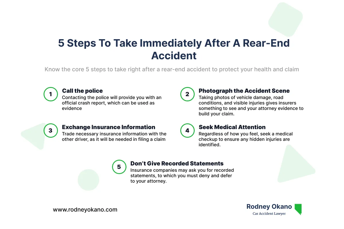5 steps to take immediately after a rear-end accident to protect your claim and health