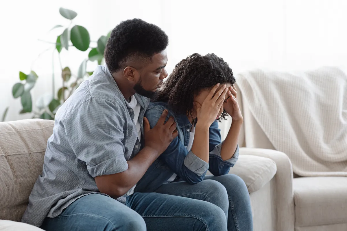 A man is confronting his girlfriend after an accident, which put a strain on their relationship.
