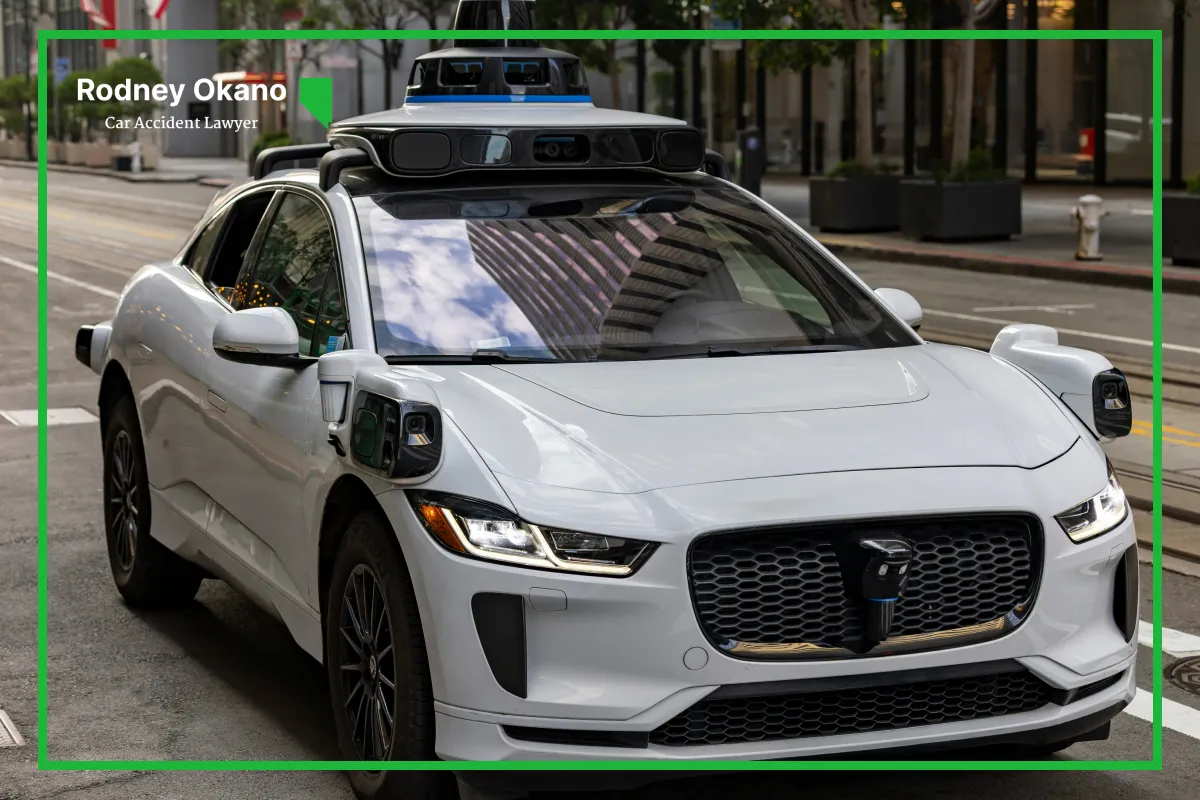 Image of a self-driving training car with its many cameras