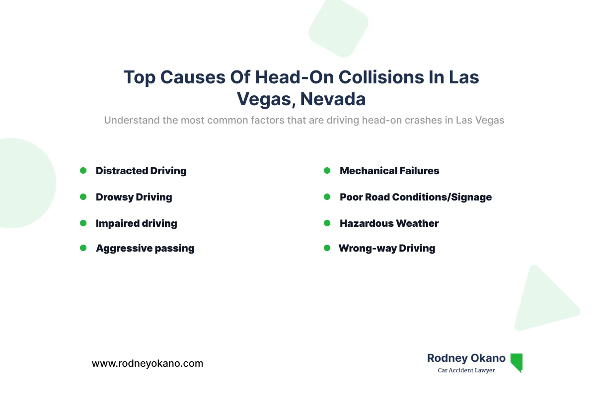 Infographic covering the common causes of head-on collisions in Las Vegas