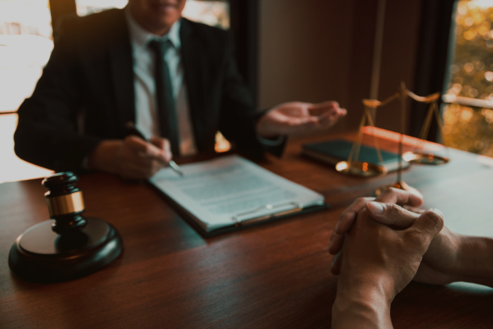 Las Vegas car accident lawyer talking to a client